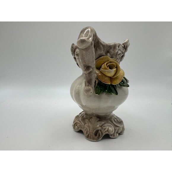 Vintage Signed Bassano Made in Italy Vase Yellow Roses 3D 3.5" tall - Picture 8 of 16